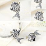 Strieborná rybia perla s krištáľovými kamienkami