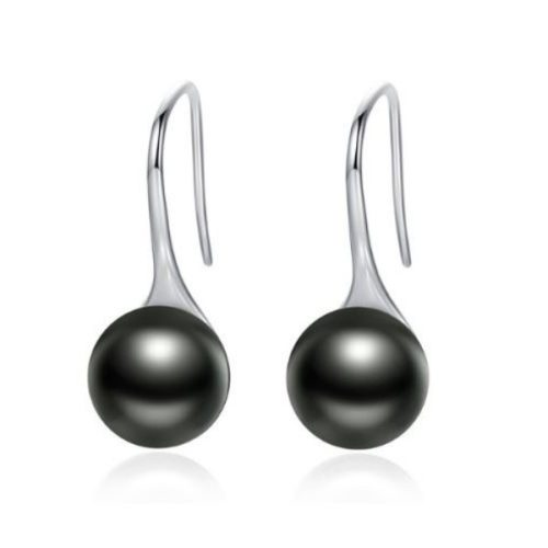 Strieborné náušnice s perlami, čierne