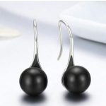 Strieborné náušnice s perlami, čierne