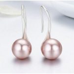 Strieborné náušnice s perlami, fialová