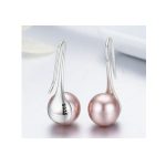 Strieborné náušnice s perlami, fialová