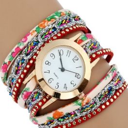 Dámske náramkové hodinky s kvetinovým vzorom