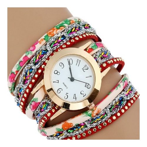 Dámske náramkové hodinky s kvetinovým vzorom
