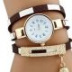 Dámske náramkové hodinky s pruhovaným remienkom, hnedá