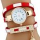 Dámske náramkové hodinky s pruhovaným remienkom, červené