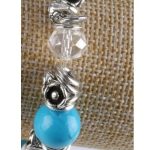 Náramok v štýle vintage s kvetmi a tyrkysovými korálkami