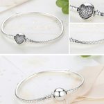 Strieborný náramok so srdiečkom, 17 cm