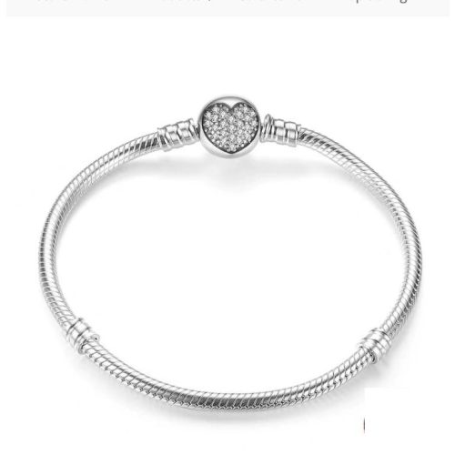 Strieborný náramok so srdiečkom, 19 cm