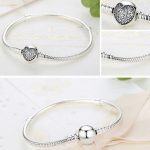 Strieborný náramok so srdiečkom, 19 cm