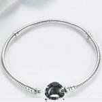 Jednoduchý strieborný náramok s motívom srdca, 17 cm