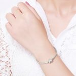 Jednoduchý strieborný náramok s motívom srdca, 17 cm