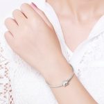 Jednoduchý strieborný náramok s motívom srdca, 19 cm