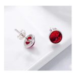 Strieborné náušnice so zirkónovým kryštálom, červená
