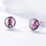 Strieborné náušnice so zirkónovým kryštálom, fialová