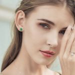 Strieborné náušnice so zirkónovým kryštálom, zelené