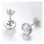 Strieborné náušnice so zirkónovým kryštálom, biela