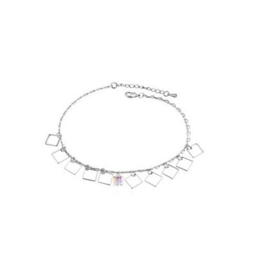 Náramok striebornej farby, módny, zdobený kryštálmi Swarovski