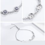 Strieborný tenisový náramok s modrou vložkou