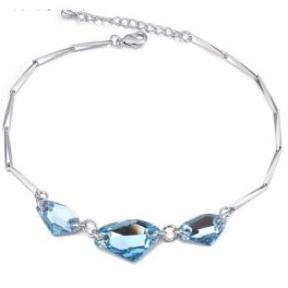   Náramok, kvalitný, zdobený kryštálmi Swarovski, Aquamarine