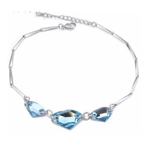 Náramok, kvalitný, zdobený kryštálmi Swarovski, Aquamarine