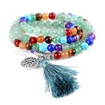 Mala s polodrahokamami, zdobenie strapce, zelená