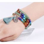 Mala s polodrahokamami, zdobenie strapce, zelená