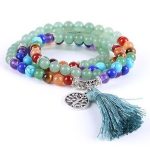 Mala s polodrahokamami, zdobenie strapce, zelená