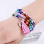 Mala s polodrahokamami, zdobenie strapce, ružové