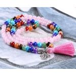 Mala s polodrahokamami, zdobenie strapce, ružové