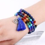 Mala s polodrahokamami, zdobenie strapce, modrá