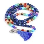 Mala s polodrahokamami, zdobenie strapce, modrá