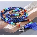 Mala s polodrahokamami, zdobenie strapce, modrá