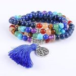 Mala s polodrahokamami, zdobenie strapce, modrá