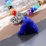 Mala s polodrahokamami, zdobenie strapce, modrá