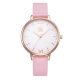 Elegantné dámske náramkové hodinky s koženým remienkom ružovej farby