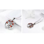 Strieborný náhrdelník s príveskom strom života, červená