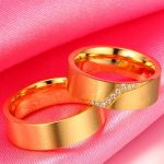 Dámsky snubný prsteň, nerez, matné zlato, veľkosť 9