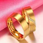 Pánsky snubný prsteň, nerez, matné zlato, veľkosť 9