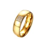 Dámska snubná obrúčka z nerezovej ocele, zlatá, veľkosť 8