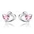 Strieborné náušnice s dvojitým srdcom, ružový kryštál