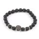 Náramok lev s čiernymi korálkami z lávového kameňa, čierny
