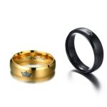 Pánsky snubný prsteň, korunovaný, nehrdzavejúca oceľ, čierny, veľkosť 10