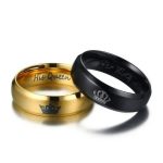 Dámsky snubný prsteň, korunovaný, nehrdzavejúca oceľ, zlatý, veľkosť 8