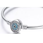 Strieborný náramok s motívom modrých očí, 17 cm