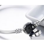 Strieborný náramok s motívom modrých očí, 17 cm