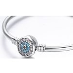 Strieborný náramok s motívom modrých očí, 21 cm