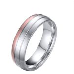 Pánsky snubný prsteň, nerezová oceľ, strieborná/ružová, veľkosť 10