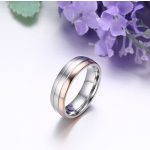 Pánsky snubný prsteň, nerezová oceľ, strieborná/ružová, veľkosť 12