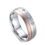 Dámsky snubný prsteň, nerezová oceľ, strieborná/ružová, veľkosť 7