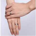 Dámsky snubný prsteň, nerezová oceľ, strieborná/ružová, veľkosť 8